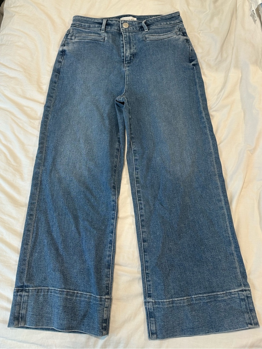 LOFT Women's Wide-Leg Flare Jeans in Medium Blue
